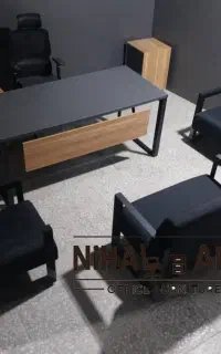 مبل اداری مدرن پایه فلزی محکم صندلی توری میز