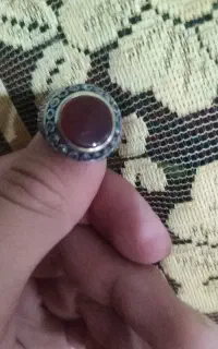 انگشتر نقره ایتالیایی‌. نگین عقیق سرخ