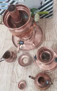 سماور مسی سینی و قاشق مسی