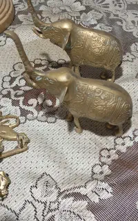 یک جفت فیل برنجی کلکسیونی و انتیک