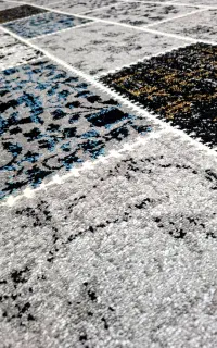 گلیم فرش طرح ساوین طوسی طلایی وزراء