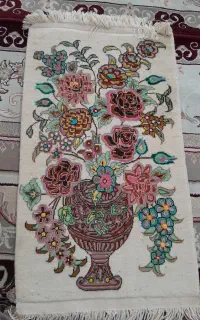 تابلوفرش دست بافت  گل وگلدون