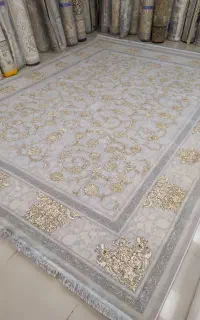 فرش افشان طلاکوب گل برجسته 1200شانه سیلور