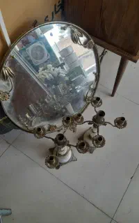 آینه شمعدان قدیمی برنجی