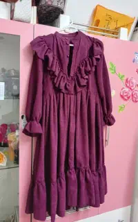 لباس مجلسی مخمل کبریتی تمیز برای سن نه تا سزده سال