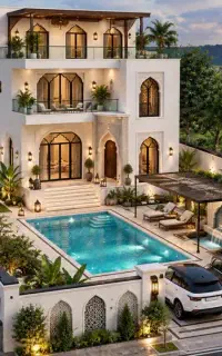 طراحی پلان ویلا نما سازه محوطه ارائه به دهیاری