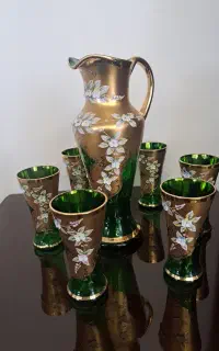 پارچ و لیوان اگرمن  سبز اصل چک قدیمی