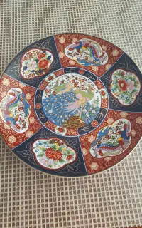 دیس گرد گل مرغی قدیمی ژاپنی