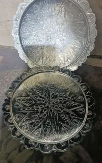 دو عدد بشقاب مسی  قلم کاری