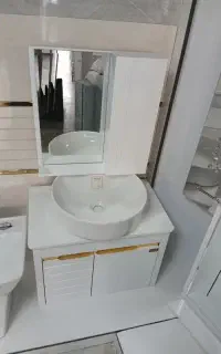 کابین روشویی سفید طلا با آینه باکس