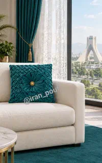 کوسن مربعی گرد نگین دار اسموک دوزی شده