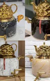کتری قوری KST تمام استیل کف چدن طرح سماور بزرگ