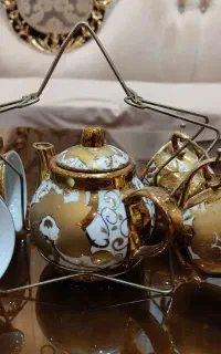 3عددقندان پایه دار و قهوه خوری