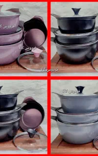 سرویس قابلمه چدن 8تیکه با درب پیرکس  فردوس کالا