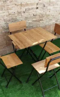 میز و صندلی دو نفره تاشو چوبی (ترمو وود)ضدآب