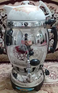سماور بدون تنوره برند ابریشم با قوری نو نو