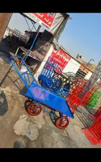 چهار چرخ لاستیک دار گاری حمل بار باربر پاپ لاستیکی