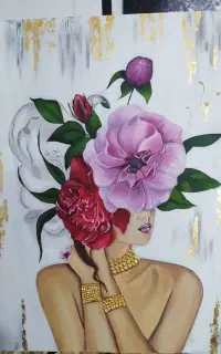 تابلو دکوراتیو برجسته طرح گل ودختر