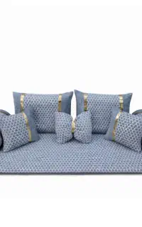 پشتی سنتی شاه نشین مخمل مبلی ست 8 تکه طوسی سرمه ای