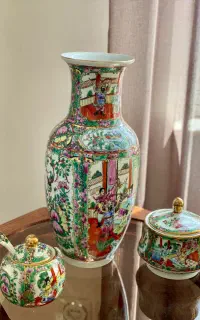 ست ظروف گل مرغی آنتیک