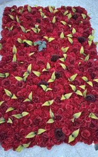 پرده گل رزقرمز