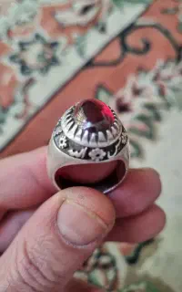 انگشتر نقره دست‌ساز لعل دونه اناری
