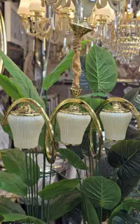 لوستر فنری ۳ شعله جدید طلایی کد ۶۵۴۳