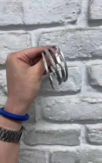 بنگل نقره دست‌ساز مردانه و زنانه