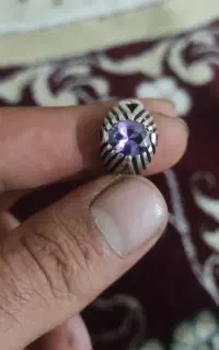 انگشترنقره آمیتیس وزبرجدمعدنی