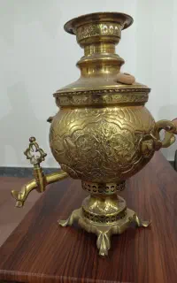 سماور زغالی سنگین و کنده کاری شده آکبند