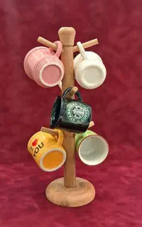 استند فنجان پایه شات قهوه خوری چوبی