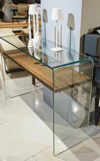 کنسول شیشه ای خم با شلف - طراحی مدرن -کارخانه