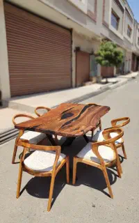 میز نهارخوری روستیک گردو چوبی