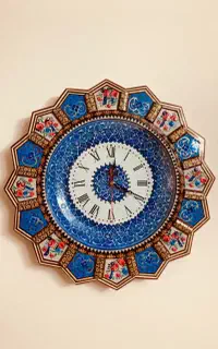 ساعت دیواری مینا کاری طرح سنتی گل و مرغ