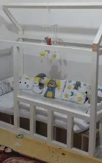 تخت کلبه ای و سرسره چوبی
