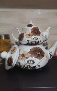 کتری لعابی و قوری چینی