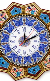 ساعت دیواری خاتم کاری مدل چکاوک