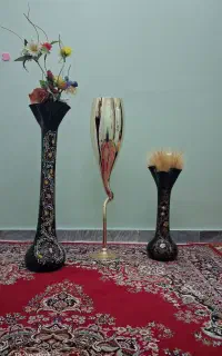 ست ۳ عددی گلدون تزئینی میناکاری، طرح‌دار و کمیاب