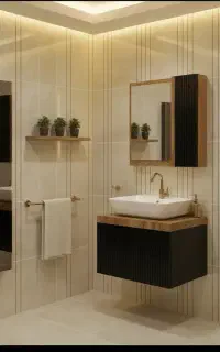 روشویی کسری مشکی چوب