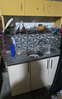 سینک دولگنه همراه پایه کابینتی و شیراستیل و ابچکان