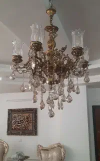 لوستر برنجی ۶ شاخه سنگین