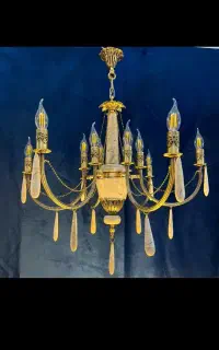 لوسترپرشین برنجی سنگی.۳+۷شعله برنج HK light.678