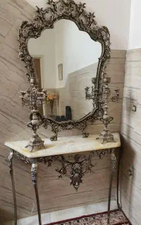 اینه و کنسول و شمعدان برنز اصل