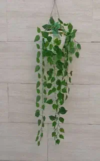 آویز برگ لمسی۹شاخه ۱ متری با گلدان