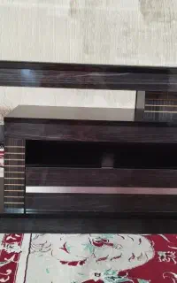 زیر تلویزیونی چوبی شیشه ای