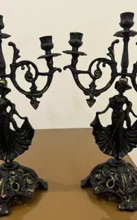 شمعدان آنتیک جاشمعی ۳شاخه فلزی طر اروپایی ویکتوریا