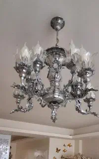 لوستر ۱۰ شعله کاملا برنج