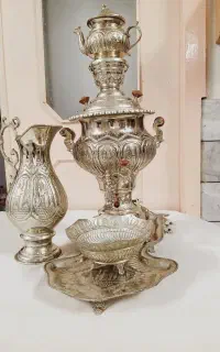 سماور برنجی آب نقره