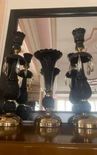 شمعدان و گلدان باکارات مشکی