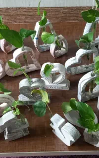 دکور سنگ مصنوعی (گلجا) با شاخه گل پتوس